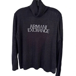 Armani Exchange Men’s Dark Gray Silver  Turtleneck Sweater Wool  Blend  Sz Small